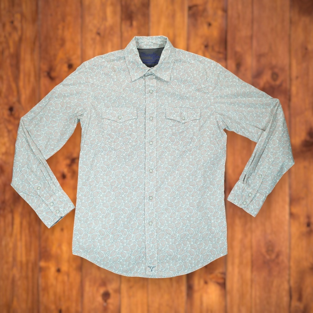 Wrangler 20X Shirt Mens Medium‎ Paisley Western Snap Rodeo Cowboy Long Sleev
